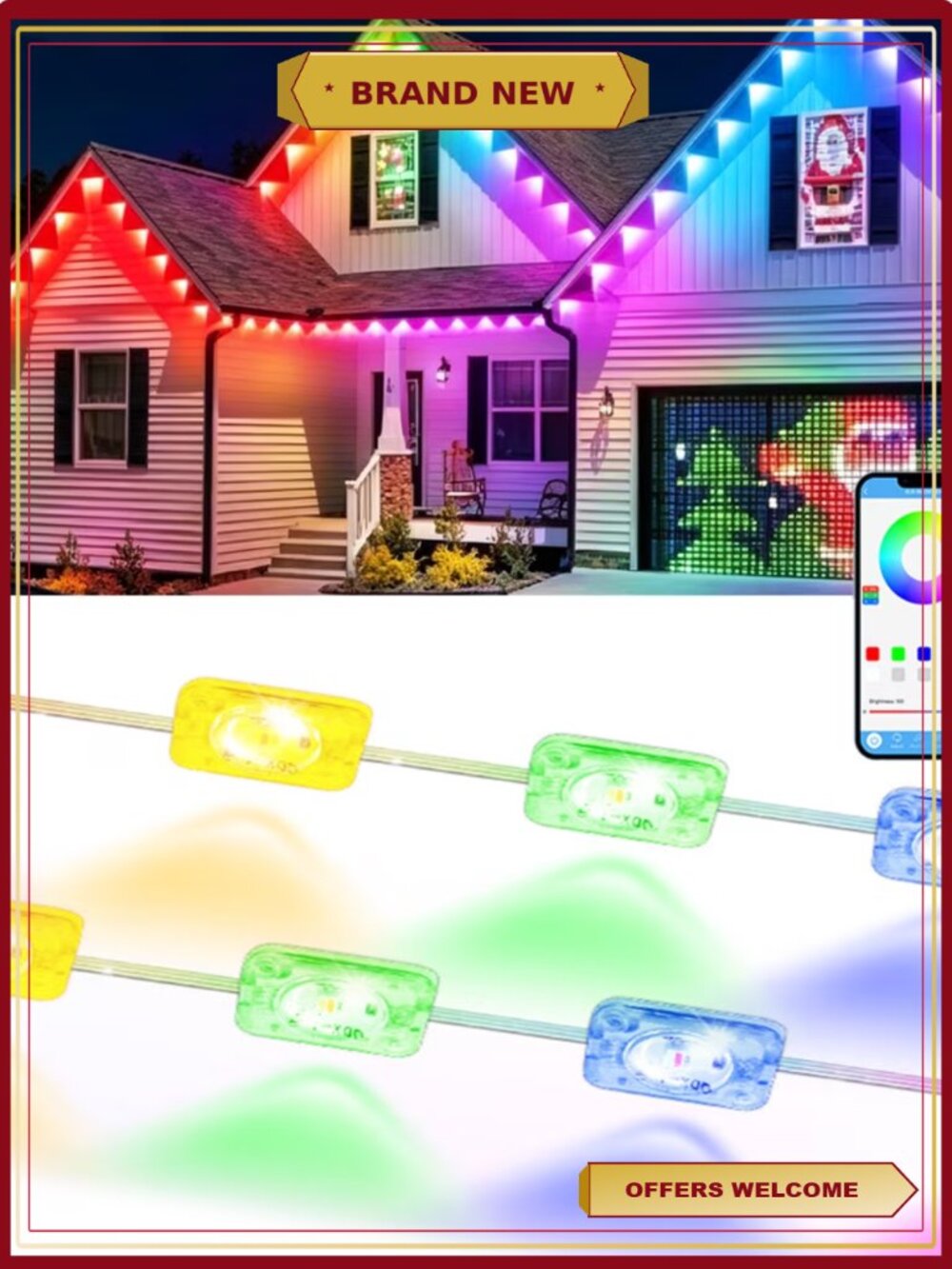 50ft RGBIC Permanent Outdoor Lights App Remote IP67 Waterproof Year-Round Decor